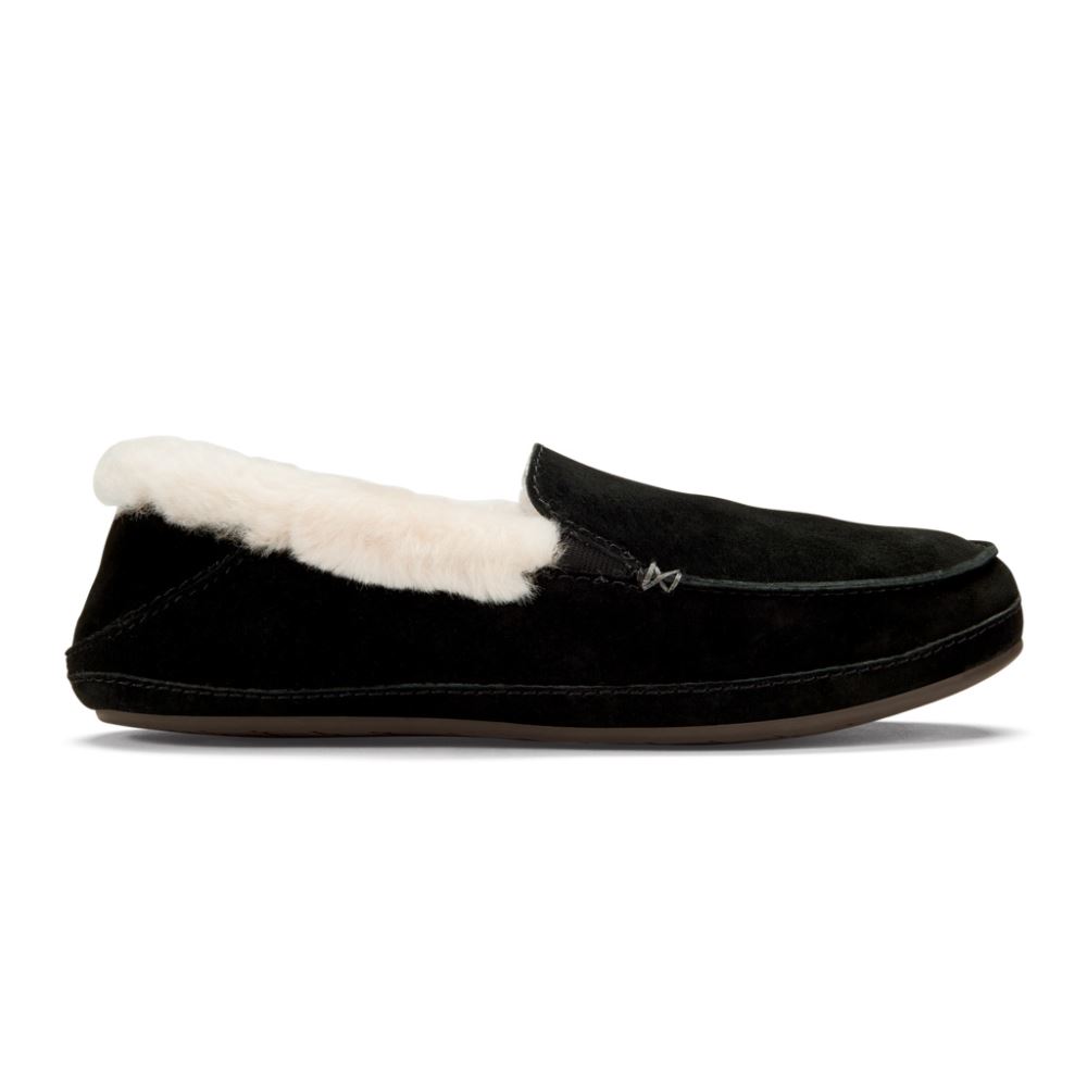 Ku'una Women's Shearling Slippers - Black