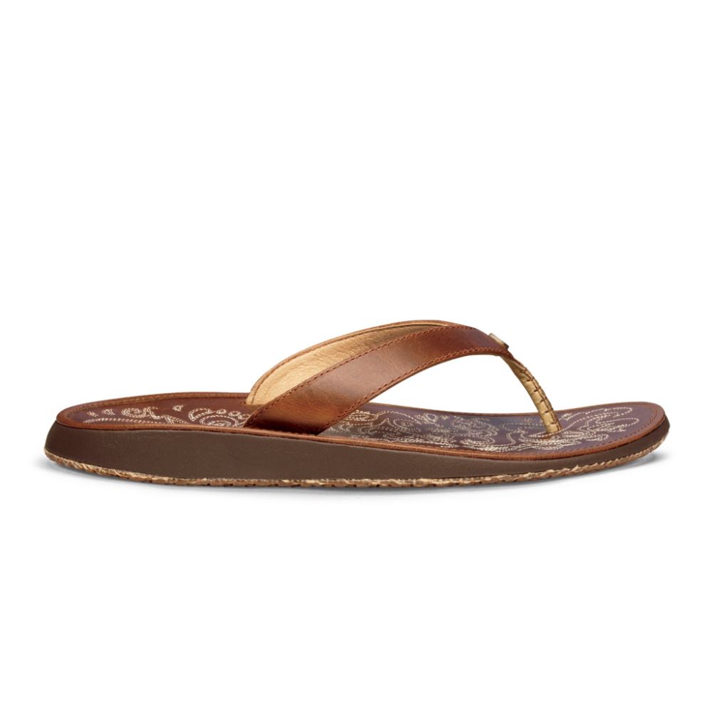 Paniolo Women's Leather Flip Flops - Natural