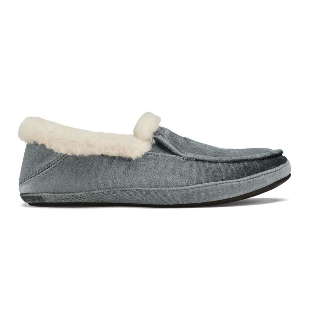 Ku\'una Lanui Women\'s Velvet Slippers - Charcoal